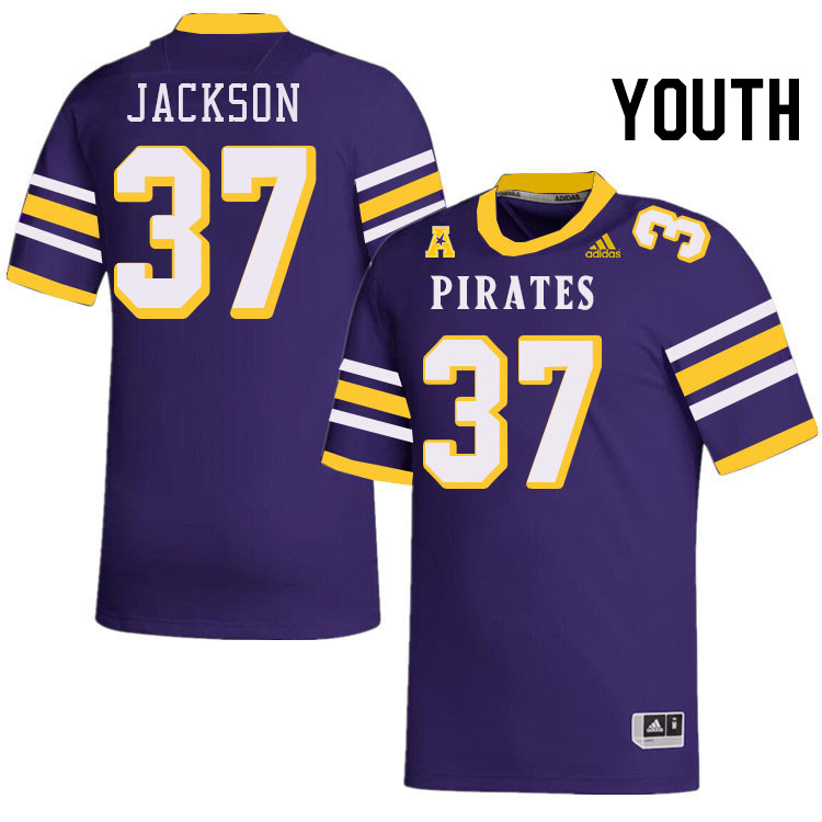 Youth #37 Keyshawn Jackson ECU Pirates College Football Jerseys Stitched-Throwback